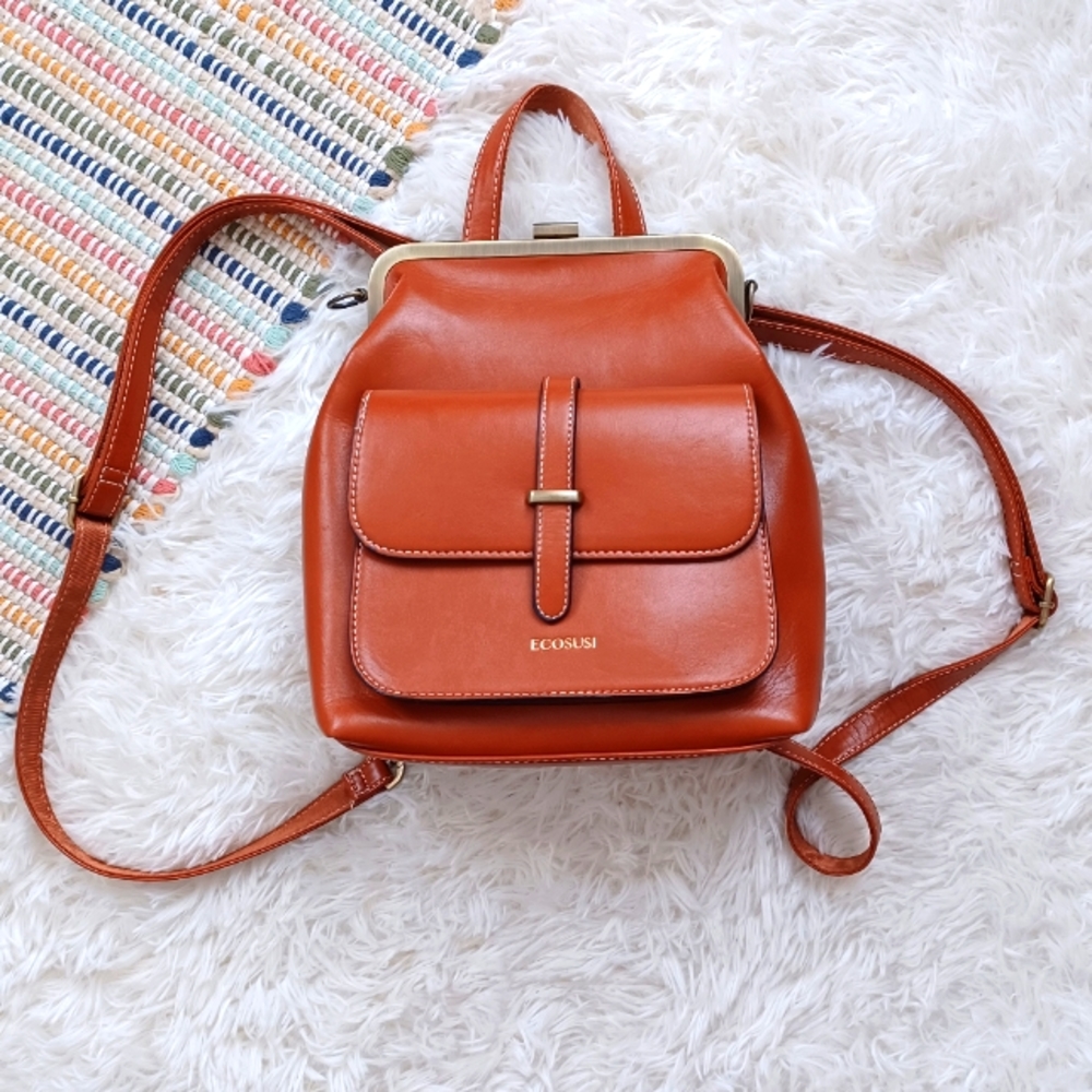 ECOSUSI Women's Tan Leather Backpack